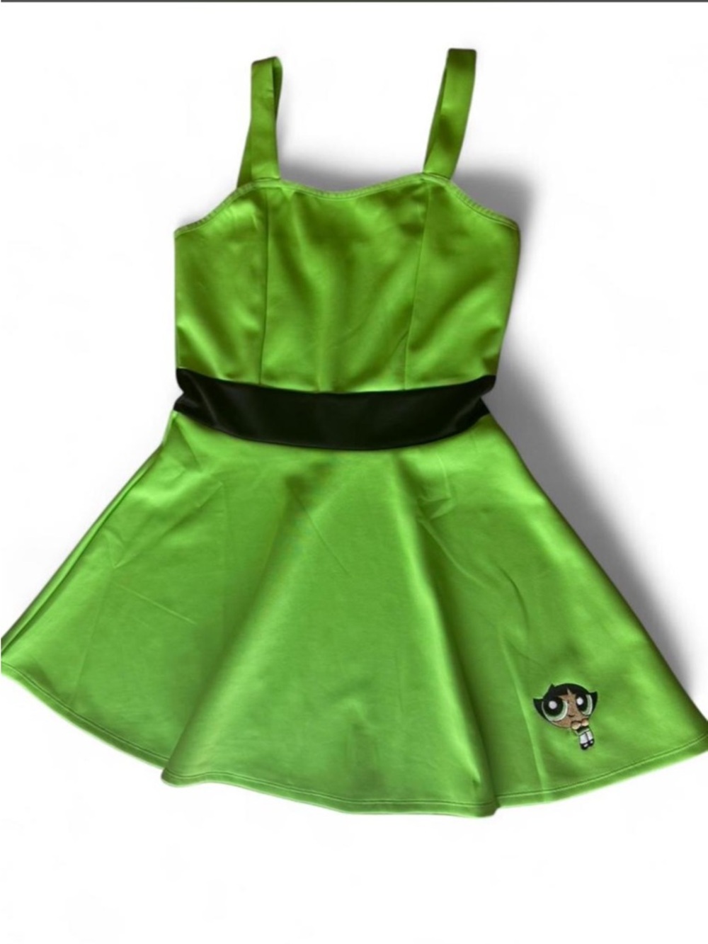 Green Powerpuff Girl Costume Dress with Black Waistband